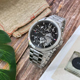 Buy Shop Tommy Hilfiger Henry Chronograph Black Dial Silver Steel Strap Watch For Men - 1710477 USA Online