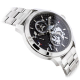 Buy Shop Tommy Hilfiger Henry Chronograph Black Dial Silver Steel Strap Watch For Men - 1710477 USA Online