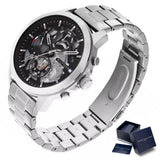 Buy Shop Tommy Hilfiger Henry Chronograph Black Dial Silver Steel Strap Watch For Men - 1710477 USA Online