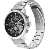 Buy Shop Tommy Hilfiger Henry Chronograph Black Dial Silver Steel Strap Watch For Men - 1710477 USA Online