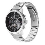 Buy Shop Tommy Hilfiger Henry Chronograph Black Dial Silver Steel Strap Watch For Men - 1710477 USA Online