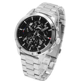 Buy Shop Tommy Hilfiger Henry Chronograph Black Dial Silver Steel Strap Watch For Men - 1710477 USA Online