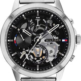 Buy Shop Tommy Hilfiger Henry Chronograph Black Dial Silver Steel Strap Watch For Men - 1710477 USA Online