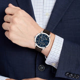 Buy Shop Tommy Hilfiger Henry Chronograph Blue Dial Brown Leather Strap Watch For Men -1710476 USA Online
