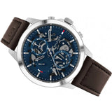 Buy Shop Tommy Hilfiger Henry Chronograph Blue Dial Brown Leather Strap Watch For Men -1710476 USA Online