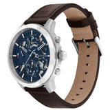 Buy Shop Tommy Hilfiger Henry Chronograph Blue Dial Brown Leather Strap Watch For Men -1710476 USA Online