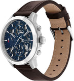 Buy Shop Tommy Hilfiger Henry Chronograph Blue Dial Brown Leather Strap Watch For Men -1710476 USA Online