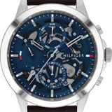 Buy Shop Tommy Hilfiger Henry Chronograph Blue Dial Brown Leather Strap Watch For Men -1710476 USA Online