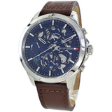 Buy Shop Tommy Hilfiger Henry Chronograph Blue Dial Brown Leather Strap Watch For Men -1710476 USA Online