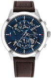 Buy Shop Tommy Hilfiger Henry Chronograph Blue Dial Brown Leather Strap Watch For Men -1710476 USA Online