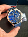 Buy Shop Tommy Hilfiger Henry Chronograph Quartz Blue Dial Blue Leather Strap Watch For Men - 1710475 USA Online