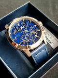 Buy Shop Tommy Hilfiger Henry Chronograph Quartz Blue Dial Blue Leather Strap Watch For Men - 1710475 USA Online