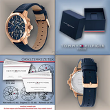 Buy Shop Tommy Hilfiger Henry Chronograph Quartz Blue Dial Blue Leather Strap Watch For Men - 1710475 USA Online