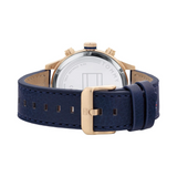 Buy Shop Tommy Hilfiger Henry Chronograph Quartz Blue Dial Blue Leather Strap Watch For Men - 1710475 USA Online