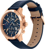 Buy Shop Tommy Hilfiger Henry Chronograph Quartz Blue Dial Blue Leather Strap Watch For Men - 1710475 USA Online