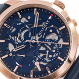 Buy Shop Tommy Hilfiger Henry Chronograph Quartz Blue Dial Blue Leather Strap Watch For Men - 1710475 USA Online