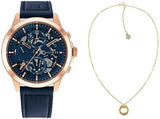 Buy Shop Tommy Hilfiger Henry Chronograph Quartz Blue Dial Blue Leather Strap Watch For Men - 1710475 USA Online