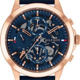 Buy Shop Tommy Hilfiger Henry Chronograph Quartz Blue Dial Blue Leather Strap Watch For Men - 1710475 USA Online
