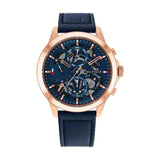 Buy Shop Tommy Hilfiger Henry Chronograph Quartz Blue Dial Blue Leather Strap Watch For Men - 1710475 USA Online