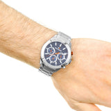 Buy Shop Tommy Hilfiger Hudson Chronograph Quartz Blue Dial Silver Steel Strap Watch For Men - 1791228 USA Online