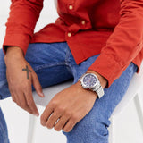 Buy Shop Tommy Hilfiger Hudson Chronograph Quartz Blue Dial Silver Steel Strap Watch For Men - 1791228 USA Online