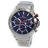 Buy Shop Tommy Hilfiger Hudson Chronograph Quartz Blue Dial Silver Steel Strap Watch For Men - 1791228 USA Online