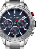 Buy Shop Tommy Hilfiger Hudson Chronograph Quartz Blue Dial Silver Steel Strap Watch For Men - 1791228 USA Online