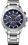 Buy Shop Tommy Hilfiger Hudson Chronograph Quartz Blue Dial Silver Steel Strap Watch For Men - 1791228 USA Online