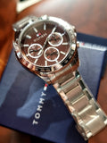 Buy Shop Tommy Hilfiger Hudson Chronograph Quartz Brown Dial Silver Steel Strap Watch For Men - 1791229 USA Online