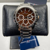 Buy Shop Tommy Hilfiger Hudson Chronograph Quartz Brown Dial Silver Steel Strap Watch For Men - 1791229 USA Online