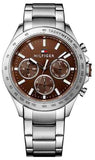 Buy Shop Tommy Hilfiger Hudson Chronograph Quartz Brown Dial Silver Steel Strap Watch For Men - 1791229 USA Online