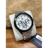 Buy Shop Tommy Hilfiger Hudson Chronograph White Dial Silver Steel Strap Watch For Men - 1791227 USA Online