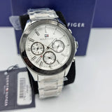 Buy Shop Tommy Hilfiger Hudson Chronograph White Dial Silver Steel Strap Watch For Men - 1791227 USA Online