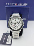 Buy Shop Tommy Hilfiger Hudson Chronograph White Dial Silver Steel Strap Watch For Men - 1791227 USA Online