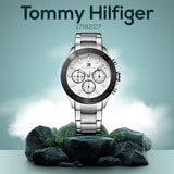 Buy Shop Tommy Hilfiger Hudson Chronograph White Dial Silver Steel Strap Watch For Men - 1791227 USA Online