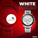 Buy Shop Tommy Hilfiger Hudson Chronograph White Dial Silver Steel Strap Watch For Men - 1791227 USA Online