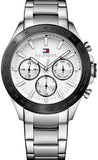 Buy Shop Tommy Hilfiger Hudson Chronograph White Dial Silver Steel Strap Watch For Men - 1791227 USA Online