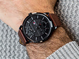 Buy Shop Tommy Hilfiger Hunter Black Dial Brown Leather Strap Watch for Men - 1791604 USA Online