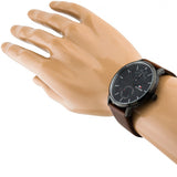 Buy Shop Tommy Hilfiger Hunter Black Dial Brown Leather Strap Watch for Men - 1791604 USA Online