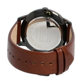 Buy Shop Tommy Hilfiger Hunter Black Dial Brown Leather Strap Watch for Men - 1791604 USA Online