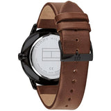 Buy Shop Tommy Hilfiger Hunter Black Dial Brown Leather Strap Watch for Men - 1791604 USA Online