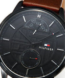 Buy Shop Tommy Hilfiger Hunter Black Dial Brown Leather Strap Watch for Men - 1791604 USA Online