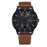 Buy Shop Tommy Hilfiger Hunter Black Dial Brown Leather Strap Watch for Men - 1791604 USA Online