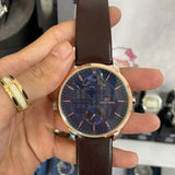 Buy Shop Tommy Hilfiger Hunter Blue Dial Brown Leather Strap Watch for Men - 1791605 USA Online