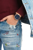 Buy Shop Tommy Hilfiger Hunter Blue Dial Brown Leather Strap Watch for Men - 1791605 USA Online