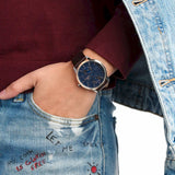 Buy Shop Tommy Hilfiger Hunter Blue Dial Brown Leather Strap Watch for Men - 1791605 USA Online