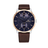 Buy Shop Tommy Hilfiger Hunter Blue Dial Brown Leather Strap Watch for Men - 1791605 USA Online