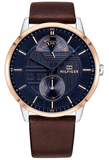 Buy Shop Tommy Hilfiger Hunter Blue Dial Brown Leather Strap Watch for Men - 1791605 USA Online