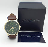 Buy Shop Tommy Hilfiger Hunter Green Dial Brown Leather Strap Watch for Men - 1791607 USA Online