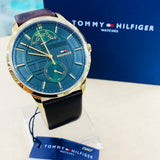 Buy Shop Tommy Hilfiger Hunter Green Dial Brown Leather Strap Watch for Men - 1791607 USA Online